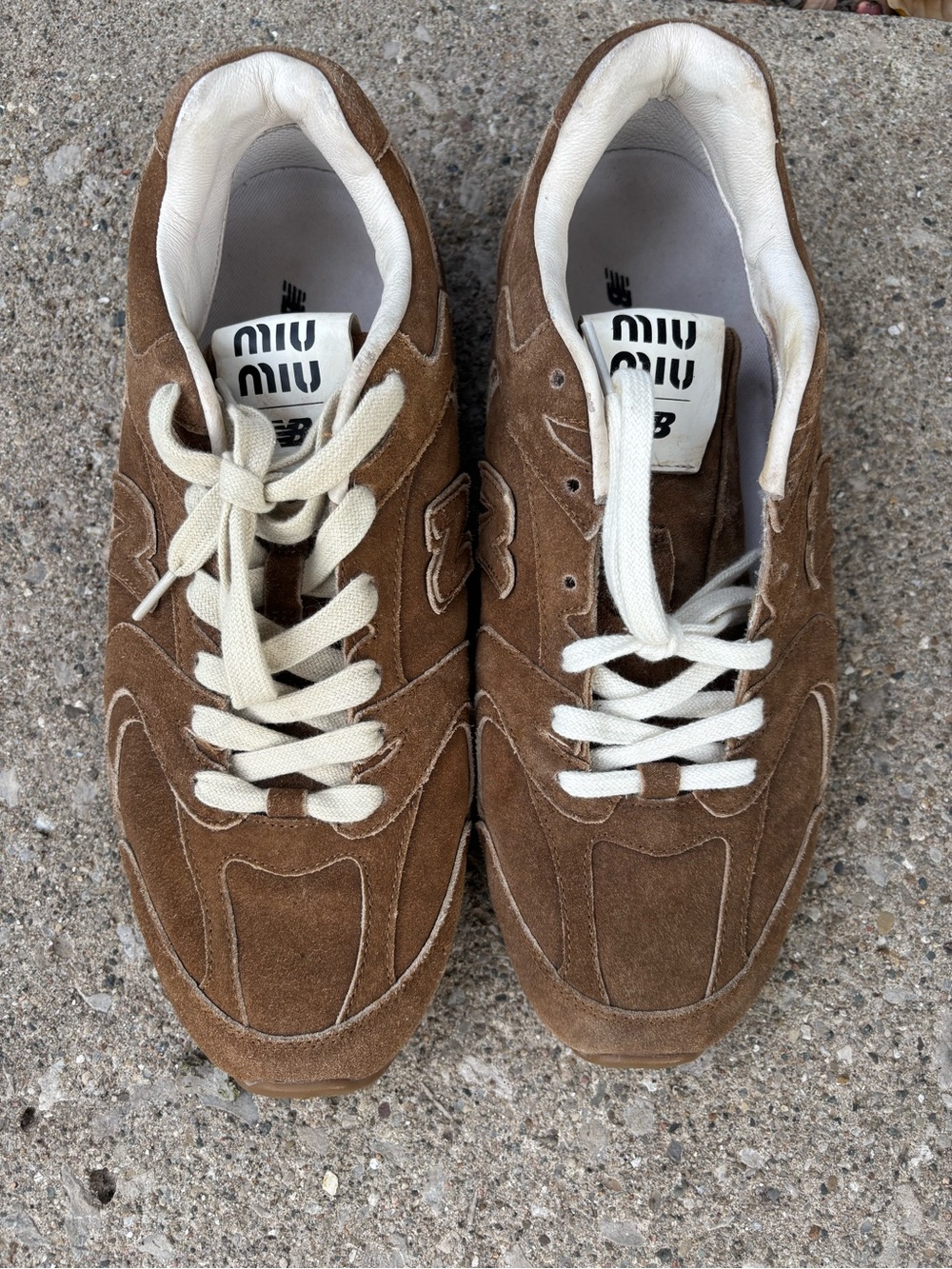 Miu Miu Brown Suede Men's Sneakers with Cream Laces